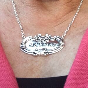 Silver tone 'Bourbon' Script Necklace - Silver Custom Lydia Rose Design.
